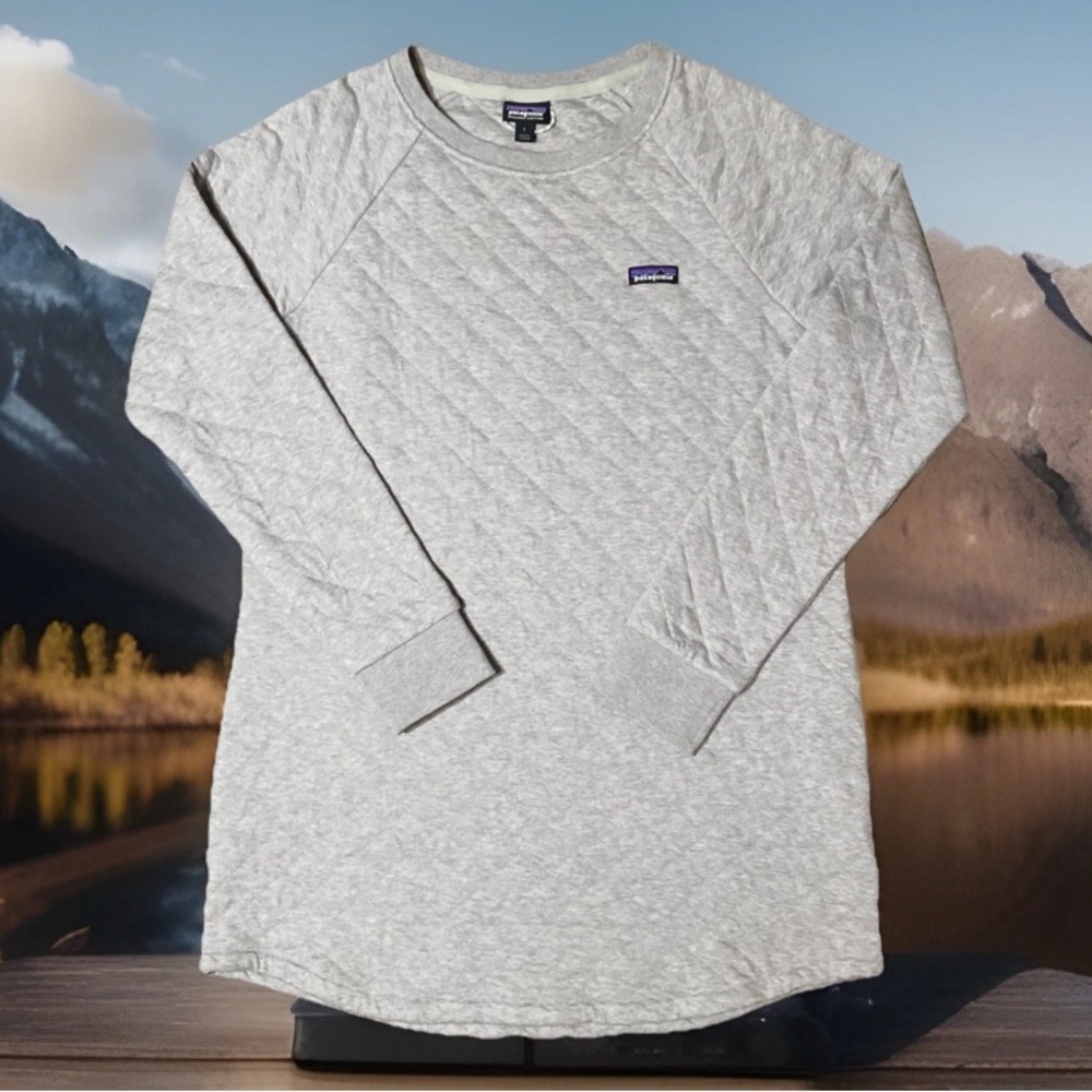 Patagonia Organic Cotton Quilt Tunic Women's Large Pull Over Sweatshirt Grey